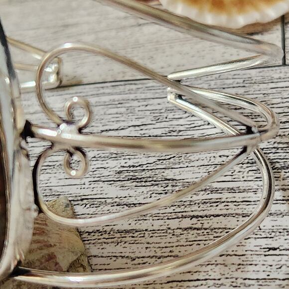 Blazing Flames Fire Jasper Silver Cuff Bracelet - Bold Statement Jewelry - Picture 4 of 10